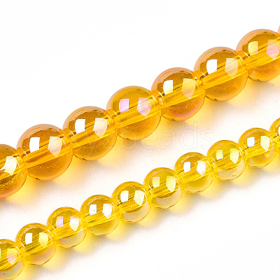 Electroplate Transparent Glass Beads Strands GLAA-T032-T6mm-AB11-1