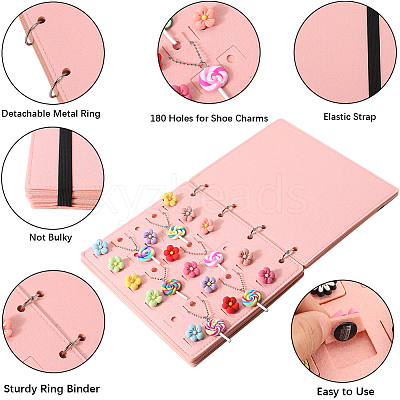4 Pages Felt Shoe Charms Collection Binder Book AJEW-WH0513-04D-1