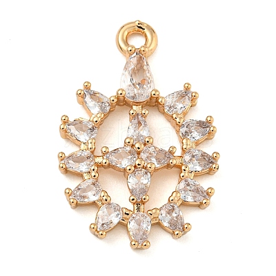 Brass Micro Pave Clear Cubic Zirconia Pendants ZIRC-U003-01G-09-1