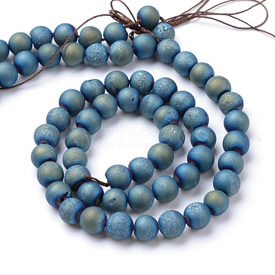Electroplated Natural Druzy Geode Agate Bead Strands X-G-R345-8mm-54-1