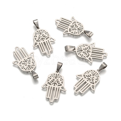Non-Tarnish Hamsa Hand/Hand of Fatima/Hand of Miriam 304 Stainless Steel Pendants X-STAS-F016-18P-1