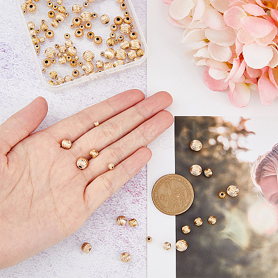120Pcs 6 Style Brass Groove Bead KK-HY0002-98-1