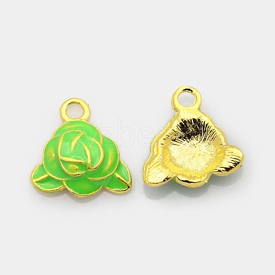 Golden Tone Alloy Enamel Flower Pendants ENAM-J451-03G-1
