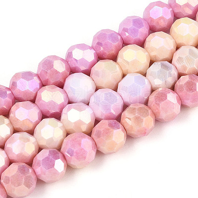 Anti-Tarnish Electroplate Glass Beads Strands EGLA-T021-8mm-15-04-1