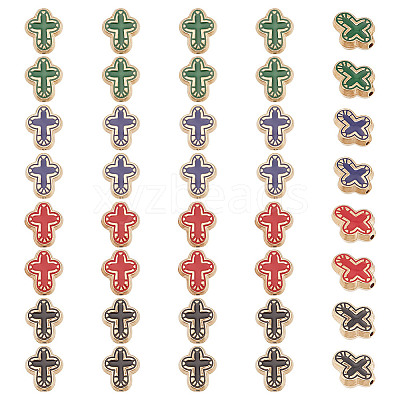 40Pcs 4 Colors Golden Alloy Enamel Beads FIND-GO0003-30-1