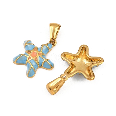 304 Stainless Steel Enamel Pendants STAS-P438-04G-1