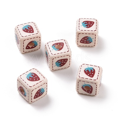 Opaque Printed Acrylic Beads MACR-C007-01H-1