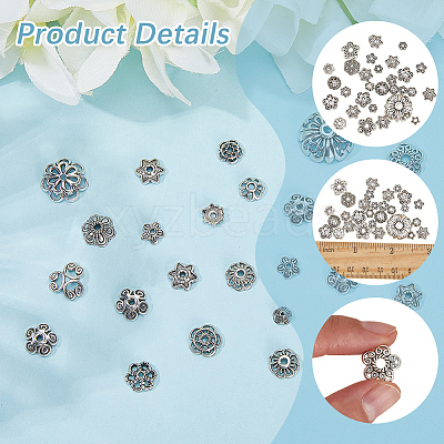 2 Sets Tibetan Style Alloy Bead Caps FIND-SC0019-65AS-1
