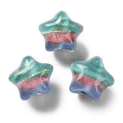 Gradient Color Transparent Hand-drawed Acrylic Beads TACR-P012-01B-08-1