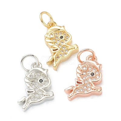 Brass Micro Pave Clear Cubic Zirconia Charms ZIRC-B010-35-1