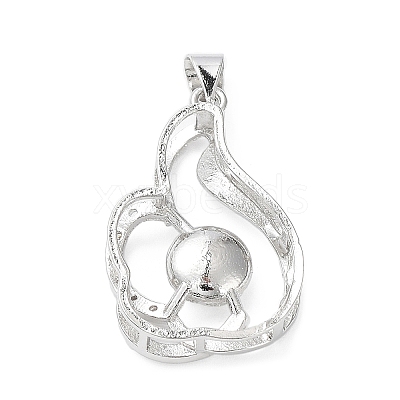 Platinum Plated Brass Pendant Cabochon Settings KK-Q776-01P-06-1