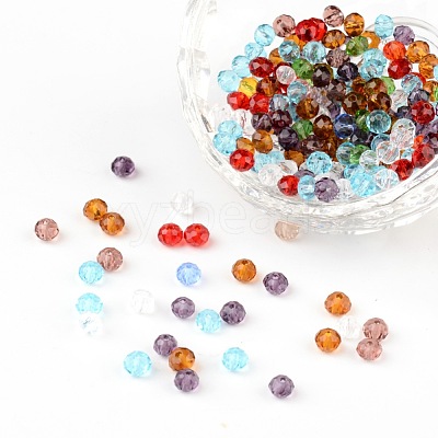 Faceted Rondelle Transparent Glass Beads GLAA-R152-4mm-M1-1