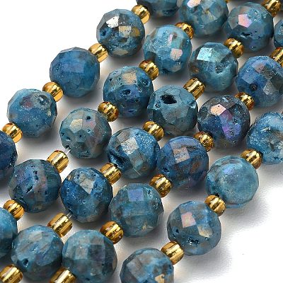 Electroplated Natural Druzy Geode Crystal Beads Strands G-F833-P01-10mm-05-1