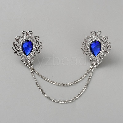 Zinc Alloy Rhinestone Chain Collar Pin Brooches JEWB-WH0816-010P-01-1