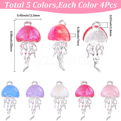20Pcs 5 Colors Alloy Resin Pendants FIND-BM0001-61S-1