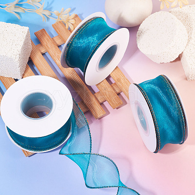 3 Rolls Polyester Organza Ribbons SRIB-TA0001-26B-1