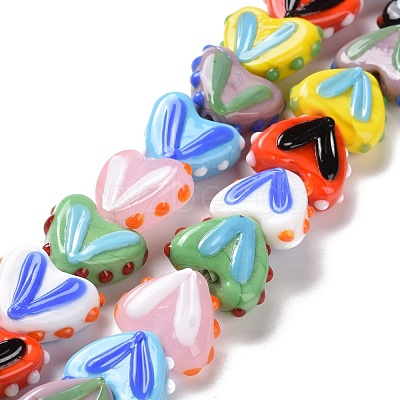 Heart Handmade Lampwork Beads Strands LAMP-G150-01B-1