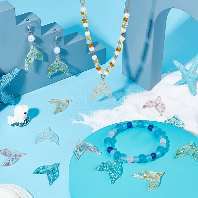 60Pcs 6 Colors Transparent Resin Pendants RESI-PH0001-69-1