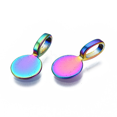 Rainbow Color Alloy Glue-on Flat Pad Bails for Pendant Making PALLOY-N163-099-NR-1