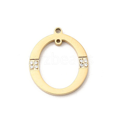 304 Stainless Steel Micro Pave Cubic Zirconia Pendants STAS-P431-21G-1