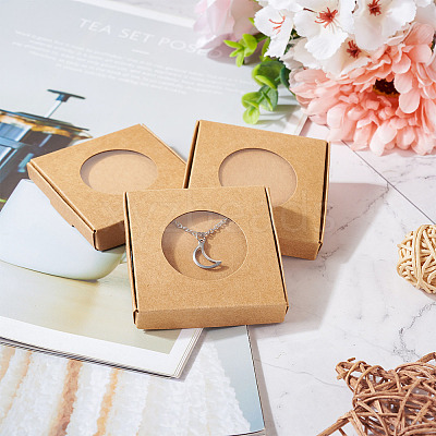Square Kraft Paper Jewelry Storage Boxes CON-TAC0001-04C-1