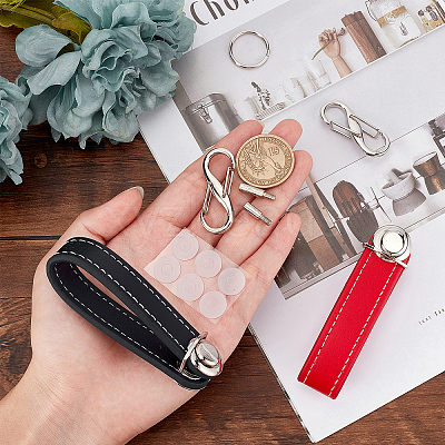 2 Sets 2 Colors PU Leather Keychain KEYC-GF0001-06B-1