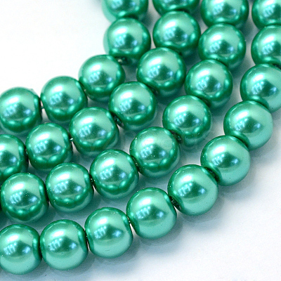 Baking Paint Pearlized Glass Pearl Round Bead Strands X-HY-Q003-10mm-29-1
