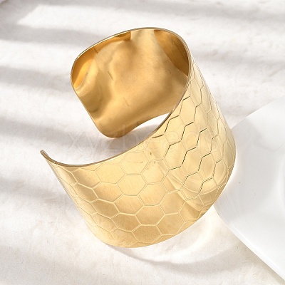 316L Surgical Stainless Steel Cuff Bangles BJEW-D454-01A-G-1