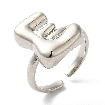 Initials Brass Open Cuff Ring for Women RJEW-N046-02E-P-1