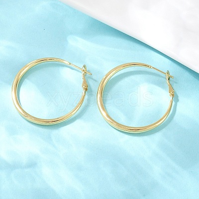 Brass Hoop Earrings for Women EJEW-A156-17C-G-1