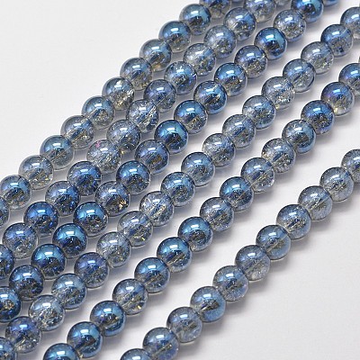 Electroplate Synthetic Crackle Quartz Bead Strands EGLA-J067-8mm-FR01-1