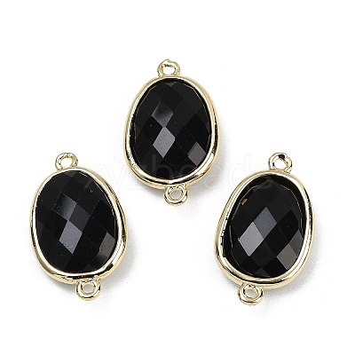 Natural Obsidian Faceted Connector Charms G-K347-11G-16-1