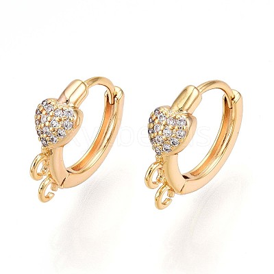 Brass Micro Pave Cubic Zirconia Hoop Earring Finding KK-N261-45G-1