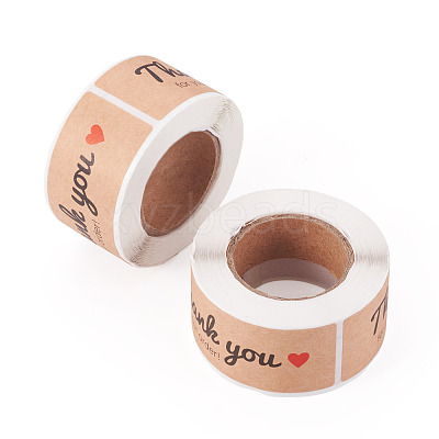 2 Rolls Rectangle Thank You Theme Paper Stickers DIY-TA0013-47A-1