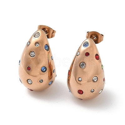 304 Stainless Steel Teardrop Stud Earrings EJEW-B108-05RG-B-1