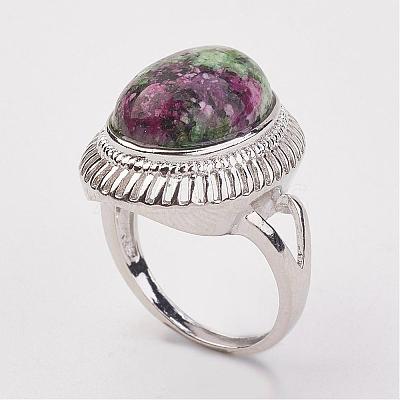Natural Ruby in Zoisite Finger Rings RJEW-P122-19-1