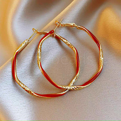 Alloy Enamel Hoop Earrings FS-WG76269-01-1