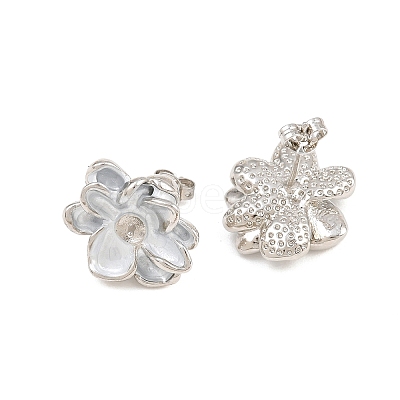 Brass Enamel Stud Earring Findings KK-CBA58F9-01P-01-1