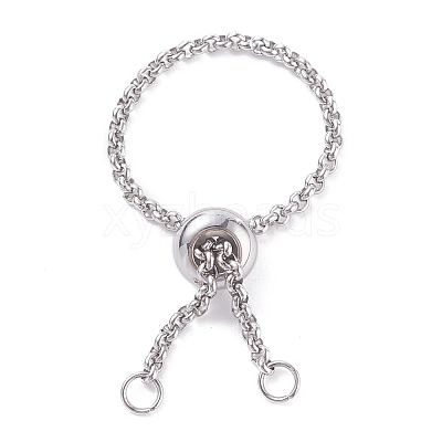 304 Stainless Steel Rolo Chains Slider Ring Findings RJEW-JR00443-02-1