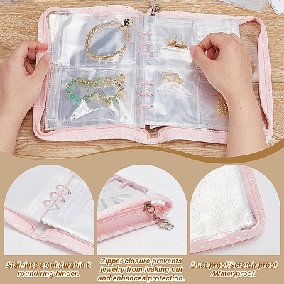 PVC Loose Leaf Jewelry Storage Bag ODIS-WH0038-90E-1