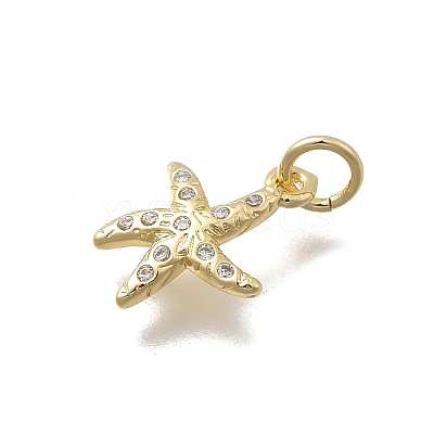 Brass Micro Pave Clear Cubic Zirconia Charms KK-D431-053C-G-1