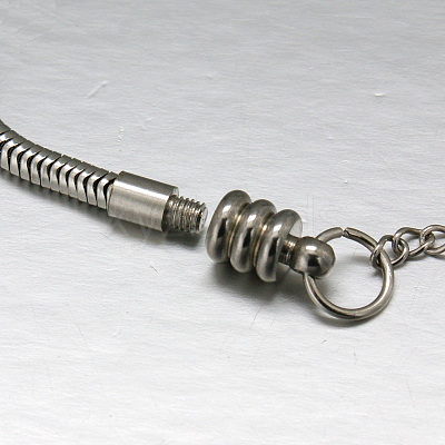Tarnish Resistant 304 Stainless Steel European Round Snake Chains Bracelets STAS-J015-07-1