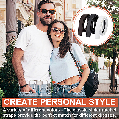 3Pcs 3 Colors No Buckle Imitation Leather Waist Belt AJEW-GA0006-54B-1