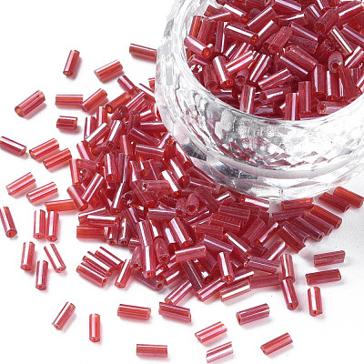 Transparent Colours Luster Glass Bugle Beads SEED-N005-001-A06-1