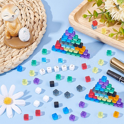 300Pcs 10 Colors Opaque & Transparent Acrylic Beads AJEW-BC0009-81-1