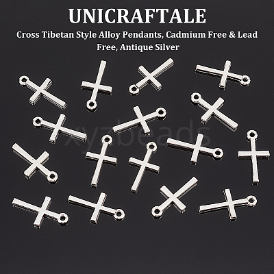 100PCS Cross Tibetan Style Alloy Pendants TIBEP-UN0001-10-1