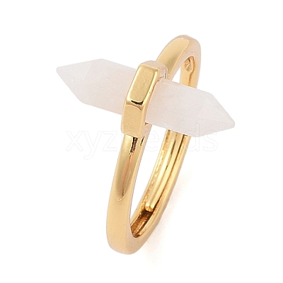 Double Pointed Hexagonal Prism Natural Moonstone Adjustable Rings for Women RJEW-G327-01G-02-1
