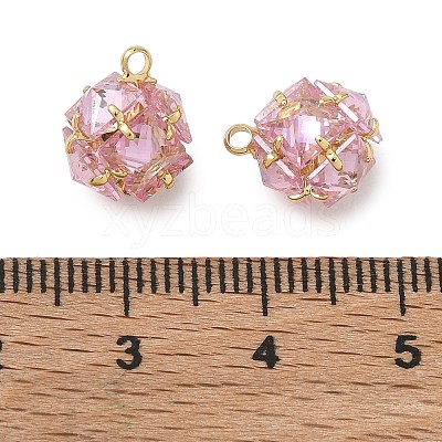 Brass Pave Pink Cubic Zirconia Charms CU-CBAD360-08G-03-1