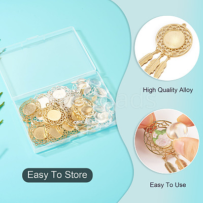 DIY Blank Dome Woven Net/Web with Feather Alloy Pendant Making Kits DIY-TA0011-22-1