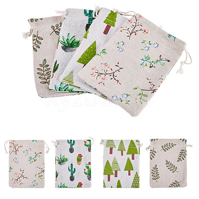 20Pcs 4 Styles Polycotton(Polyester Cotton) Packing Pouches Drawstring Bags ABAG-TA0002-09-1